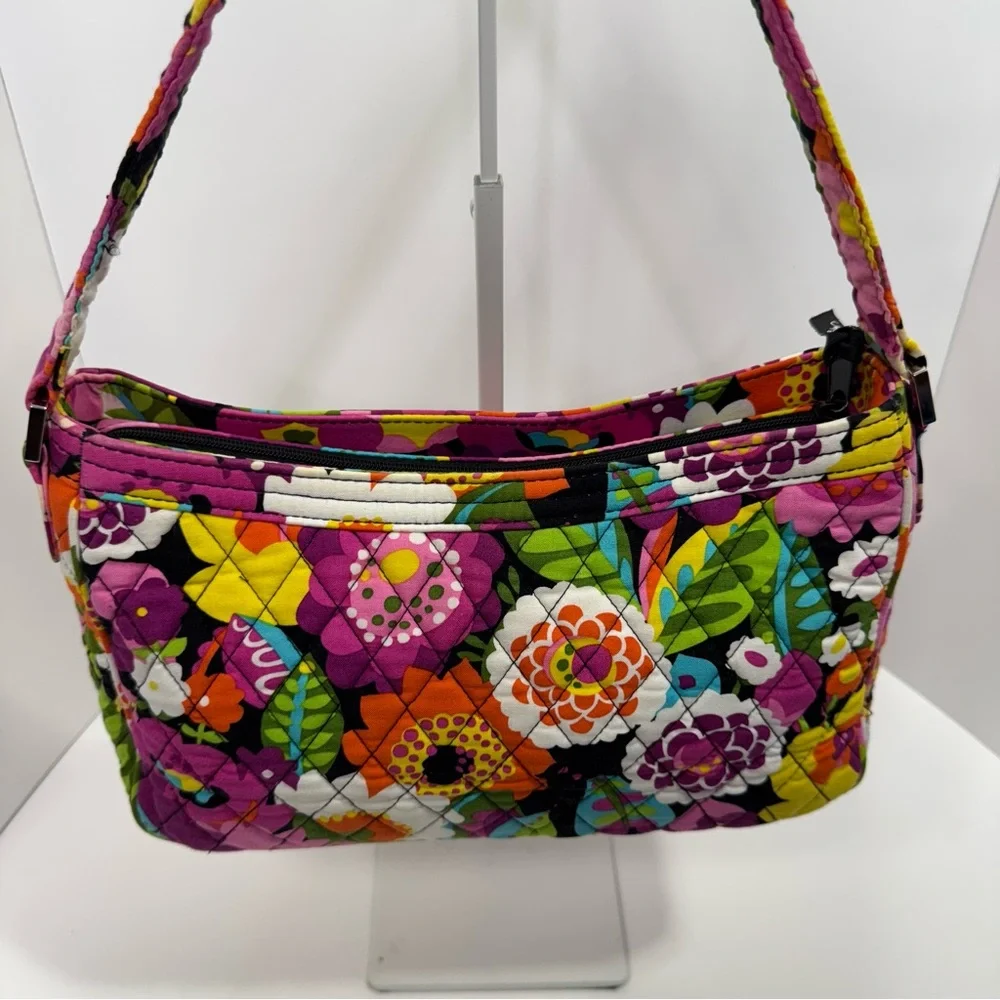 Vera Bradley Womens Colorful Floral Quilted Shoulder Bag Vibrant Pockets Zip